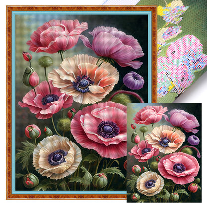 Poppy Flower - 11CT Stamped Cross Stitch 40*55CM