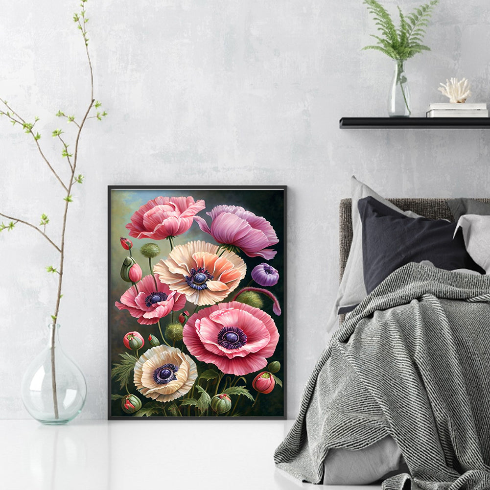 Poppy Flower - 11CT Stamped Cross Stitch 40*55CM