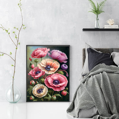 Poppy Flower - 11CT Stamped Cross Stitch 40*55CM