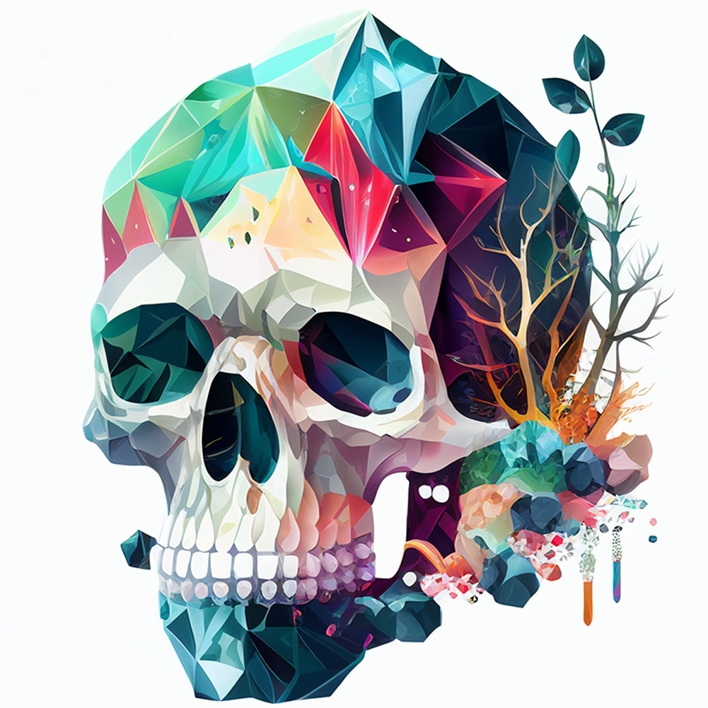Color Skull - 11CT Stamped Cross Stitch 50*50CM