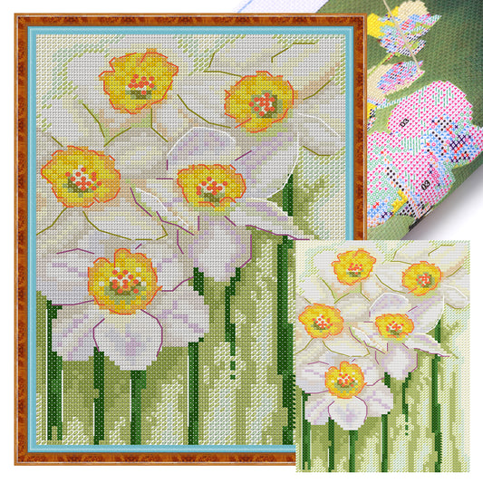 Narcissus - 14CT Stamped Cross Stitch 15*21CM(Joy Sunday)