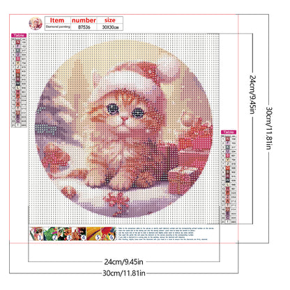 Pink Kitten In The Snow - Full Round Drill Diamond Painting 30*30CM