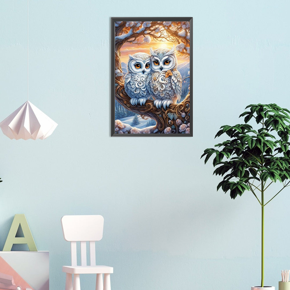 Owl - Full Round Drill Diamond Painting 30*45CM