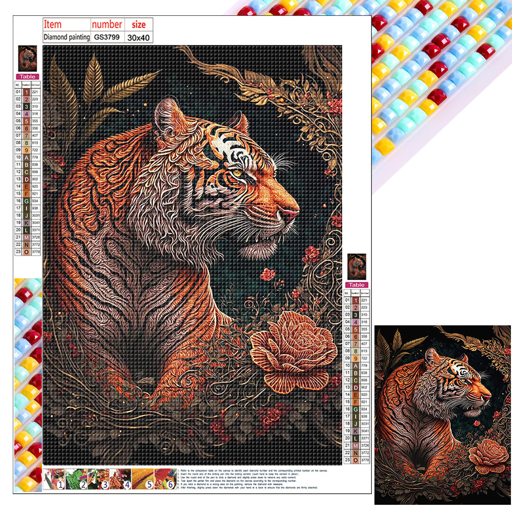 Bronzed Tiger - Full Square Drill Diamond Painting 30*40CM