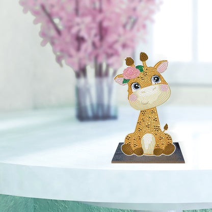 Wooden Desktop Diamond Painting Ornament Diamond Table Decor (Baby Giraffe #3)