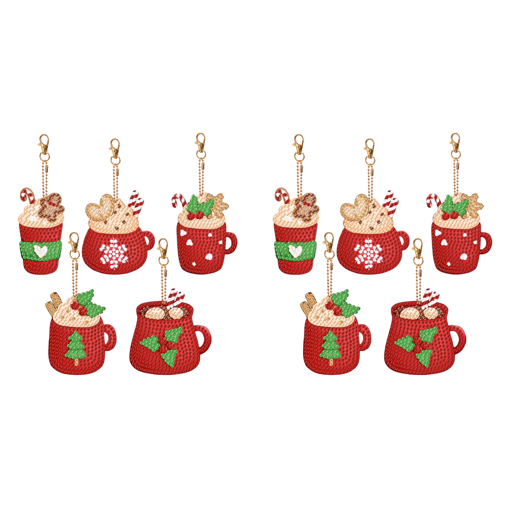 5PCS Double Sided Special Shape Diamond Painting Keychain (Ice Cream Cup)