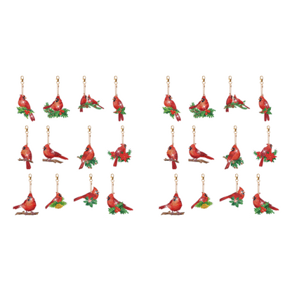 5PCS Double Sided Special Shape Diamond Painting Keychain (Cardinals)