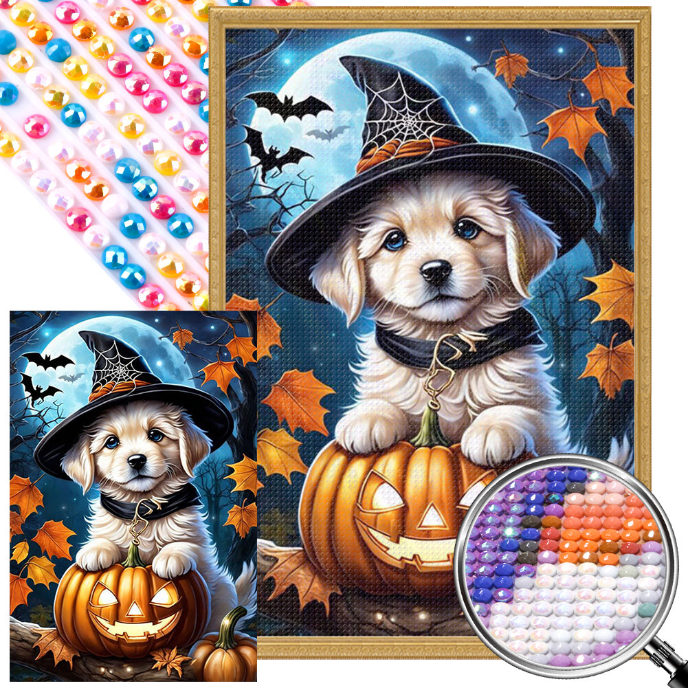 Halloween Puppy - Full Round Drill Diamond Painting 40*60CM