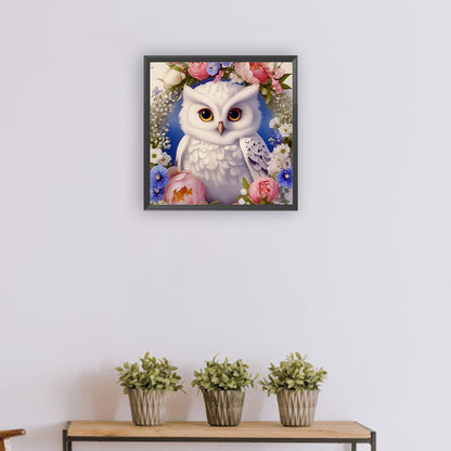 Owl And Flower - Full Round Drill Diamond Painting 30*30CM