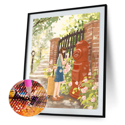 Healing Style Simple Drawing Girl¡¤Letter - Full Round Drill Diamond Painting 40*50CM