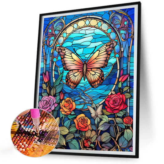 Butterflies And Roses - Full Round Drill Diamond Painting 30*40CM