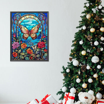 Butterflies And Roses - Full Round Drill Diamond Painting 30*40CM