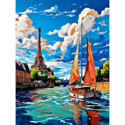 Sailboat - Full Round Drill Diamond Painting 30*40CM
