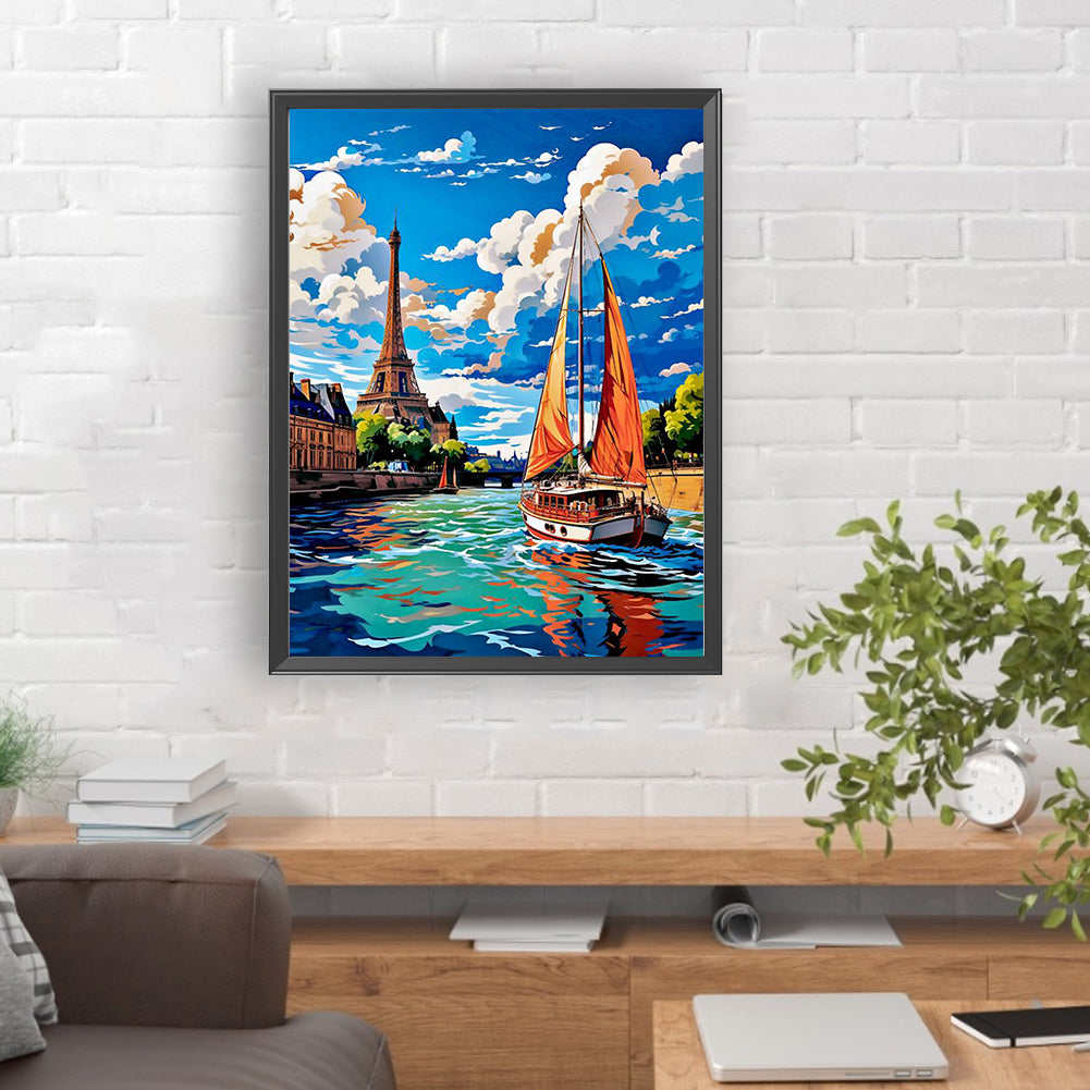 Sailboat - Full Round Drill Diamond Painting 30*40CM