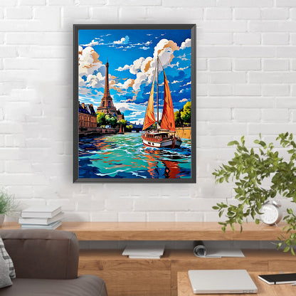 Sailboat - Full Round Drill Diamond Painting 30*40CM
