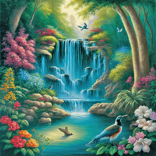 Swan Lake Falls - Full Round Drill Diamond Painting 30*30CM