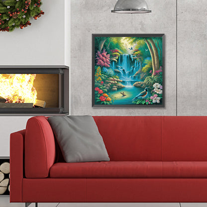 Swan Lake Falls - Full Round Drill Diamond Painting 30*30CM