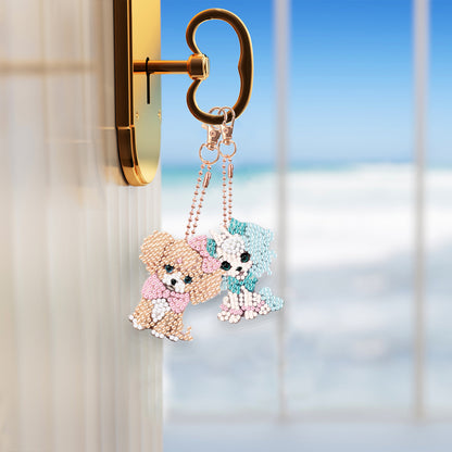 5PCS Double Sided Full Drill Keyring Diamond Painting Keychain (Small Animal #3)