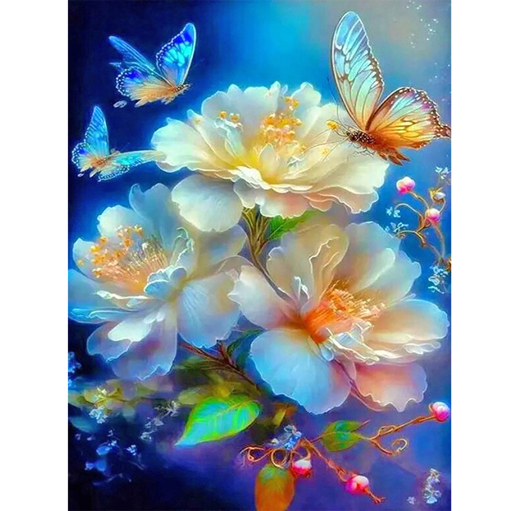 Flowers And Butterflies - Full Round Drill Diamond Painting 30*40CM