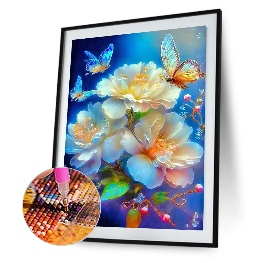 Flowers And Butterflies - Full Round Drill Diamond Painting 30*40CM
