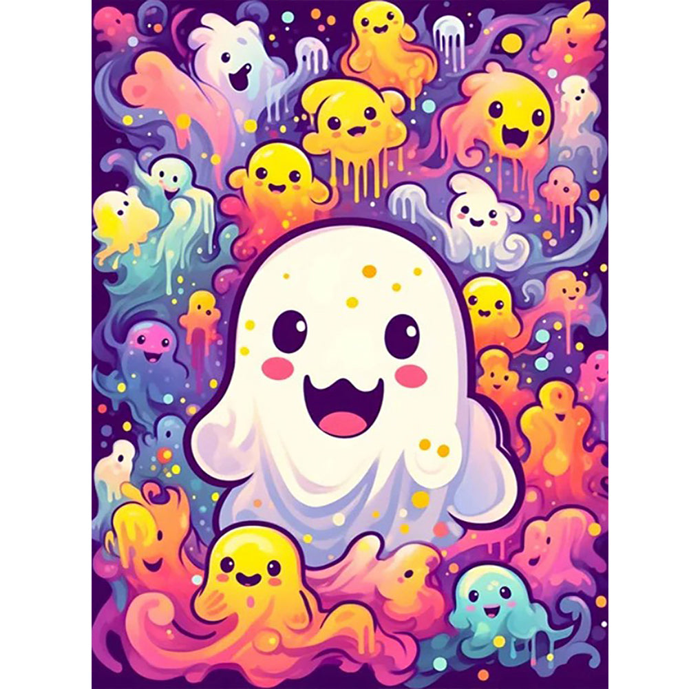 Cute Little Ghost - Full Round Drill Diamond Painting 30*40CM