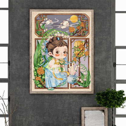 Antique Little Girl - Full Round Drill Diamond Painting 30*40CM