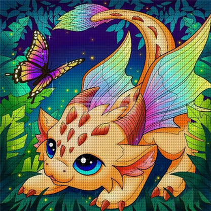 Dragon And Butterfly - 11CT Stamped Cross Stitch 50*50CM