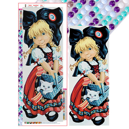 Girl And Kitten - Full Round Drill Diamond Painting 30*75CM