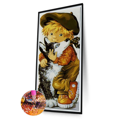 Boy And Puppy - Full Round Drill Diamond Painting 30*75CM