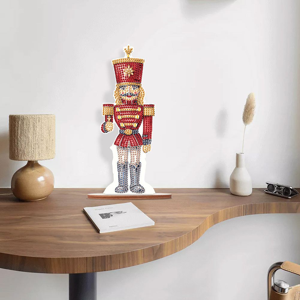 Wooden Crystal Painting Desktop Kit Diamond Art Table Decor(Xmas Nutcracker #10)