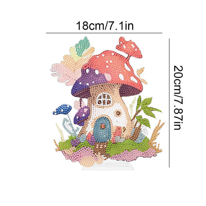 Round Crystal Painting Desktop Diamond Painting Table Decor (Mushroom House #1)