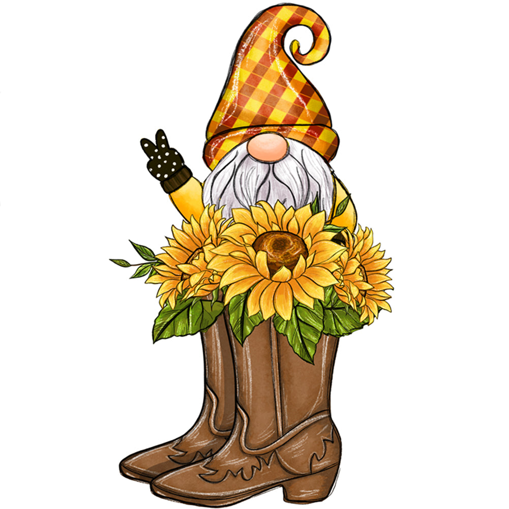 Sunflower Gnome - 11CT Stamped Cross Stitch 40*40CM