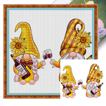 Sunflower Gnome - 11CT Stamped Cross Stitch 40*40CM