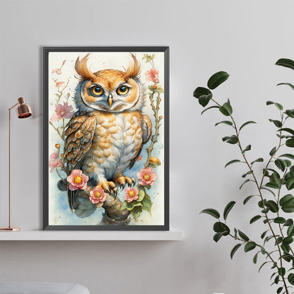 Green View Owl - Full Round Drill Diamond Painting 40*60CM