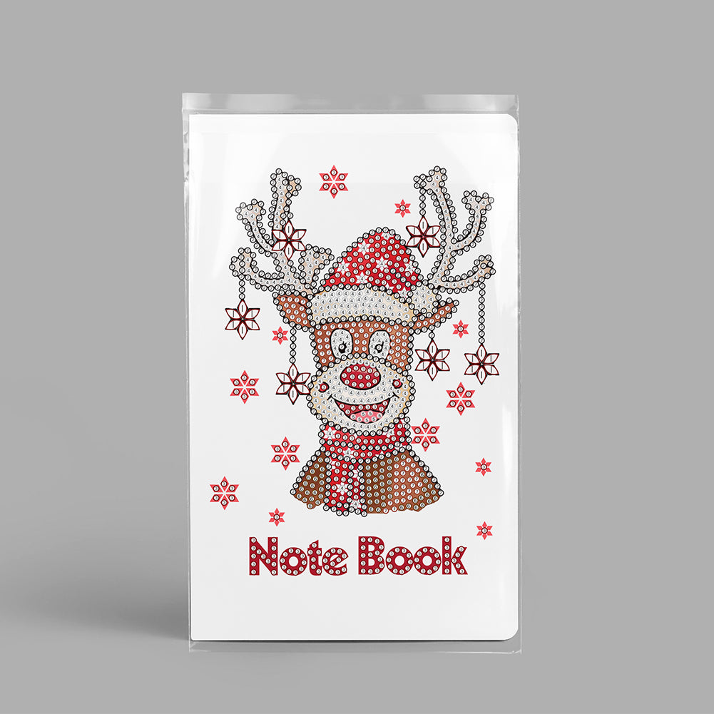 50 Pages A5 Special Shaped Diamond Painting Diary Book for Teens (Christmas Elk)