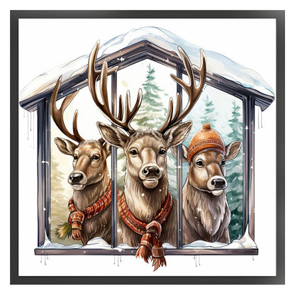 Winter Deer - 18CT Stamped Cross Stitch 30*30CM