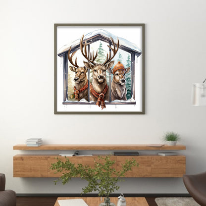 Winter Deer - 18CT Stamped Cross Stitch 30*30CM