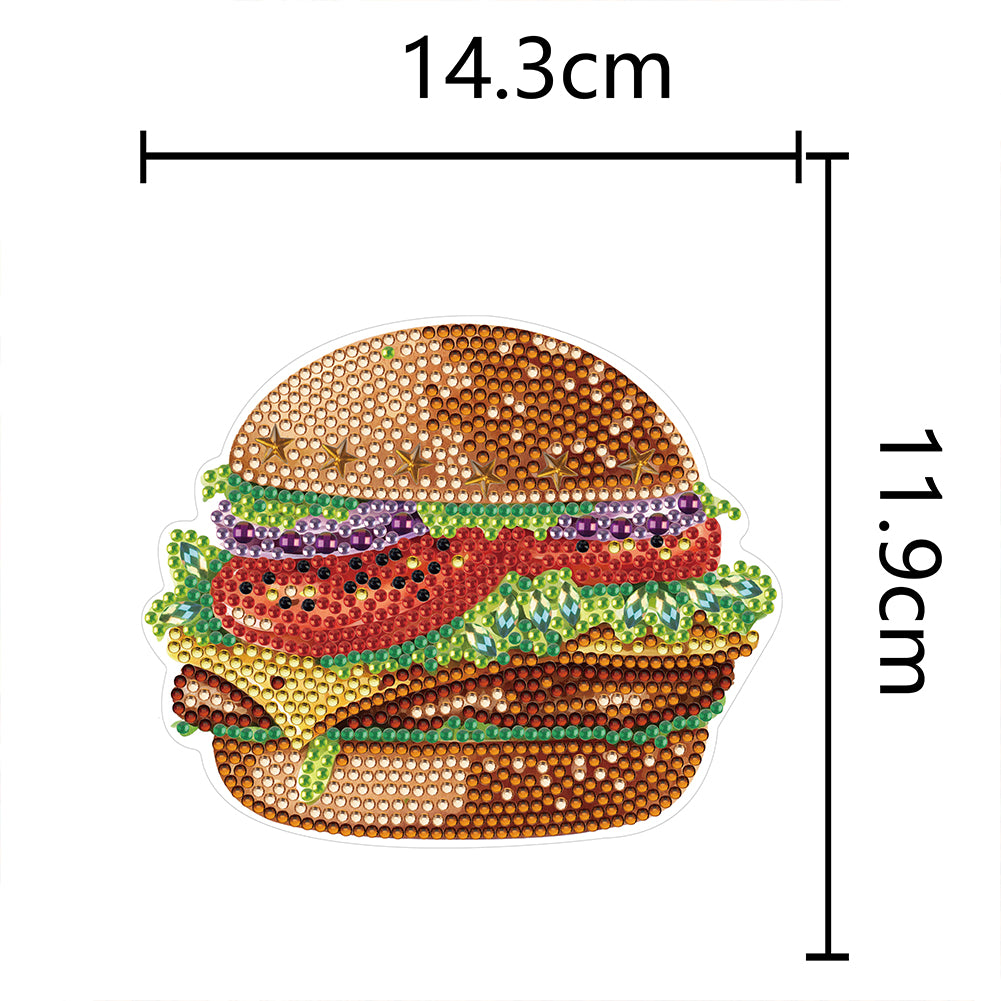 Round+Special Shape Diamond Art Fridge Magnets Sticker (Hamburger)