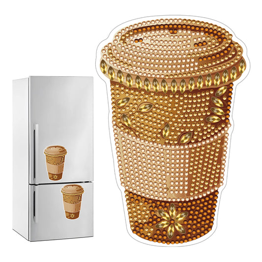 Round+Special Shape Diamond Art Fridge Magnets Sticker (Coffee Cup)
