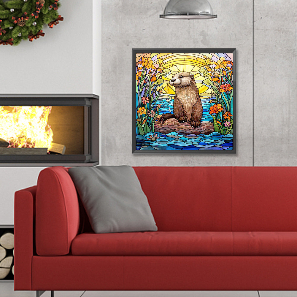 Stained Glass Otter - Full Round Drill Diamond Painting 30*30CM