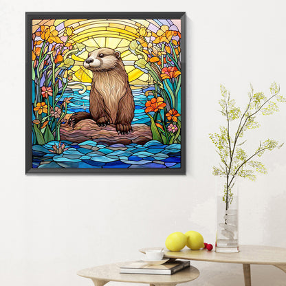 Stained Glass Otter - Full Round Drill Diamond Painting 30*30CM