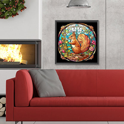 Stained Glass Squirrel - Full Round Drill Diamond Painting 30*30CM