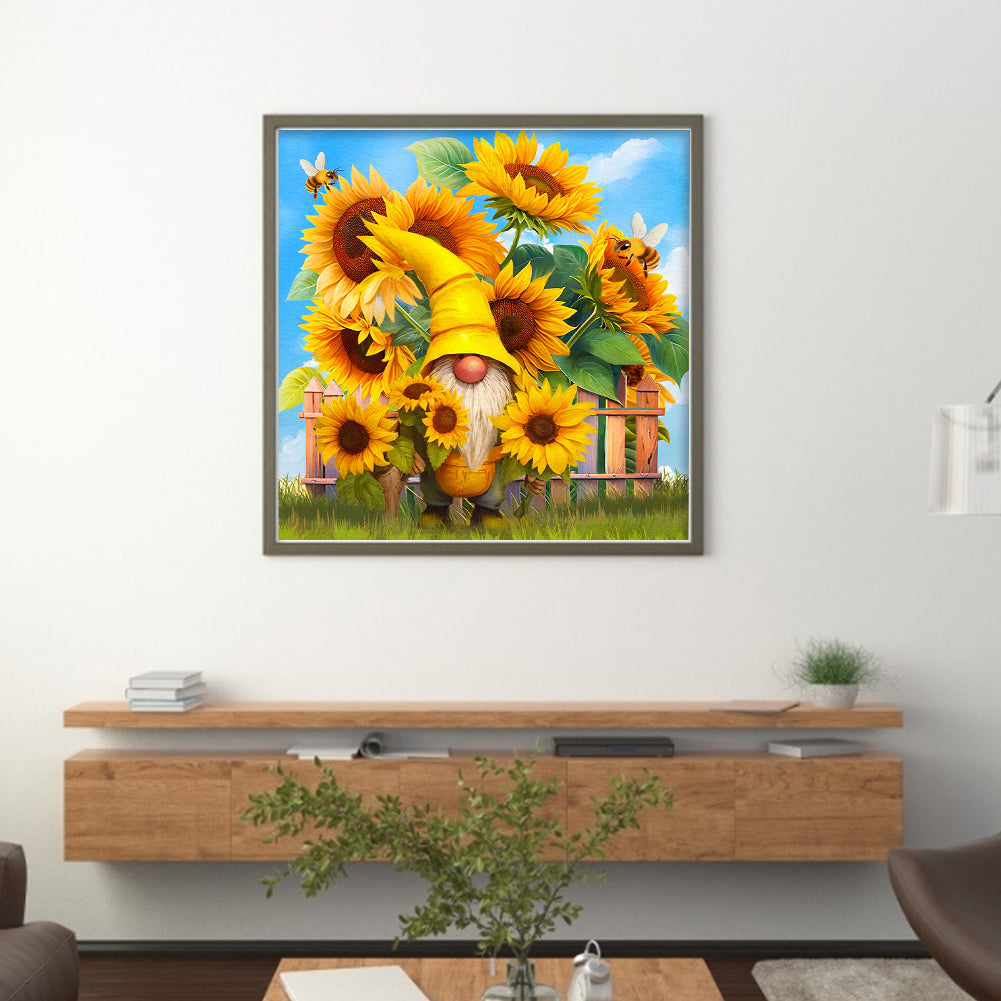Sunflower Gnome - 11CT Stamped Cross Stitch 40*40CM
