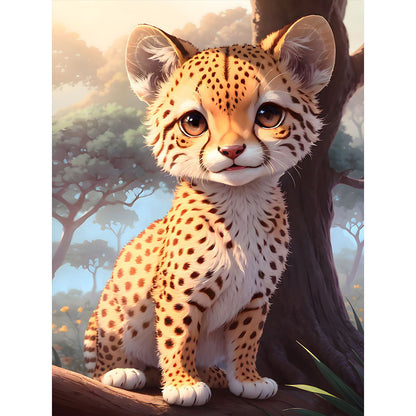 Little Cheetah On The Grassland - Full Round Drill Diamond Painting 30*40CM
