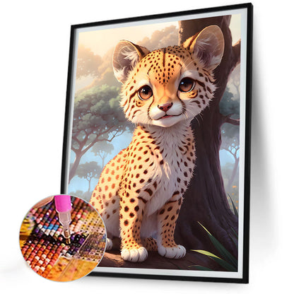 Little Cheetah On The Grassland - Full Round Drill Diamond Painting 30*40CM