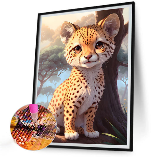 Little Cheetah On The Grassland - Full Round Drill Diamond Painting 30*40CM