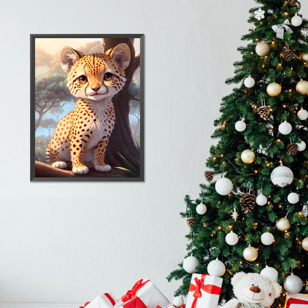 Little Cheetah On The Grassland - Full Round Drill Diamond Painting 30*40CM