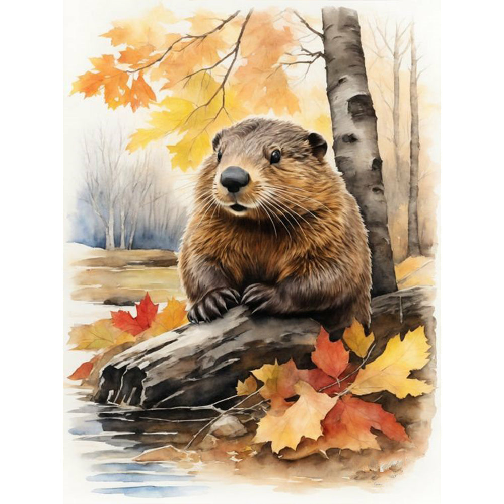 Woods Beaver - Full Round Drill Diamond Painting 30*40CM