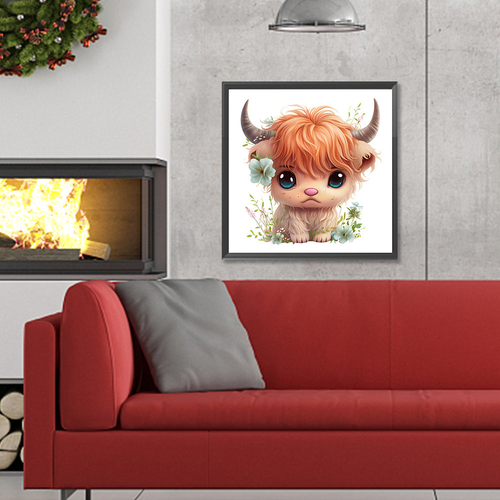 Flowers Animal Calf - Full Round Drill Diamond Painting 30*30CM