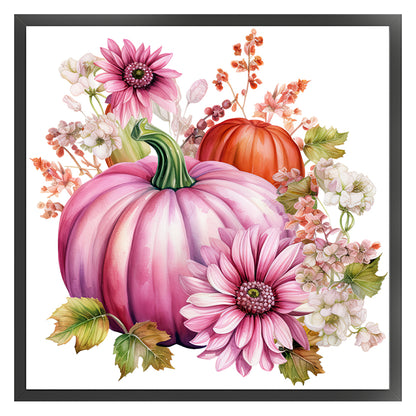 Pink Pumpkin Flowers - 11CT Stamped Cross Stitch 50*50CM